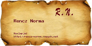 Rencz Norma névjegykártya